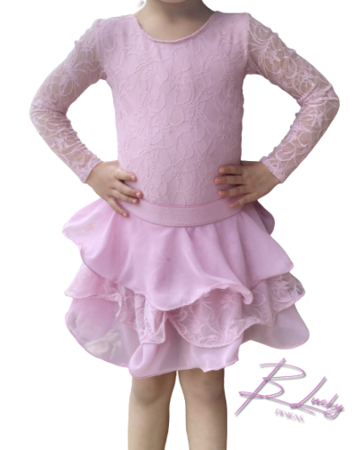 Baby pink Lace Latin juvenile social costume